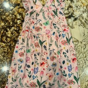 Pink Floral & Butterfly Spring Meadow Sundress